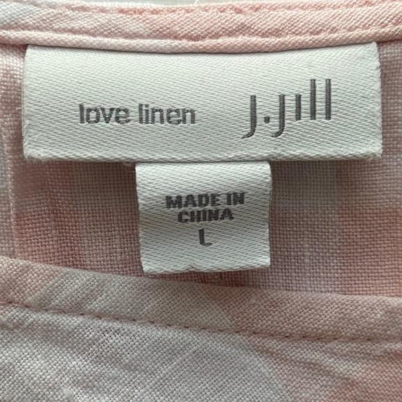 J. Jill Love Linen Boat Neck Top 3/4 Sleeve Gingham Pink and White Size Large - Picture 7 of 15